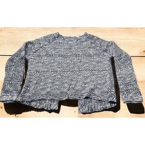 Nameless Sweater Women Medium Blue White Cotton Open Back Raglan Sleeve Pullover